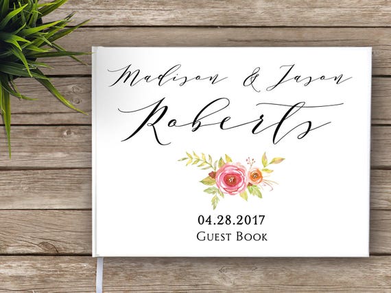 Boho Wedding Guest Book Floral Wedding Guestbook Custom Etsy