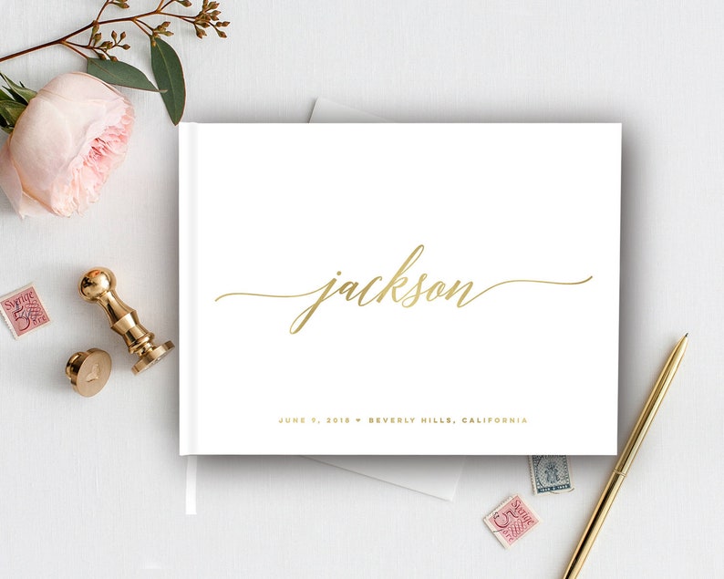Gold Wedding Modern Wedding Wedding Guest Book Guest Book Elegant Gold Foil Wedding Guest Book Signature Book Wedding Journal White