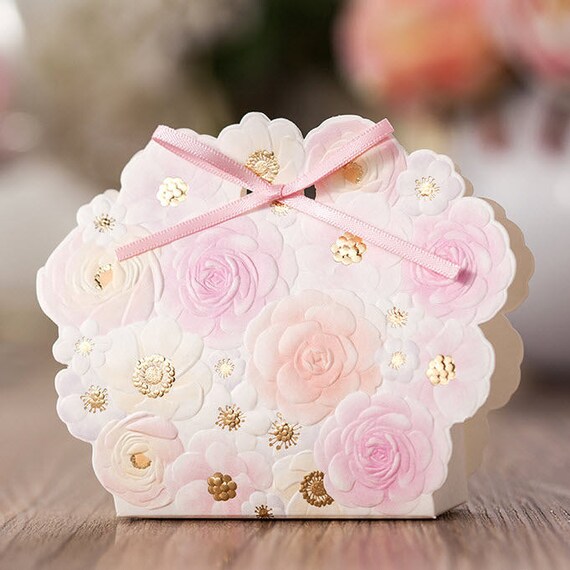 50 Rose Gold Spring Wedding Favor Boxes/DIY Wedding Favors for Etsy