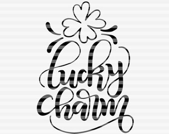 Lucky charm - SVG - DXF - PDF files -  hand drawn lettered cut file - graphic overlay