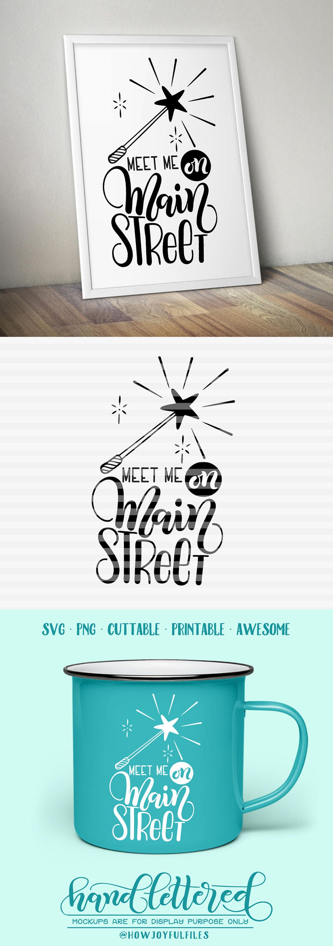 Meet Me on Main Street SVG PDF DXF Hand Drawn Lettered Cut File Graphic