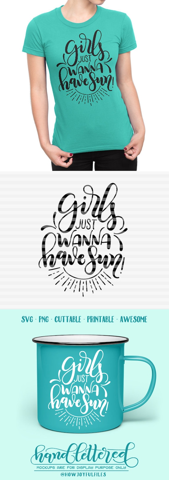 Download Girls just wanna have sun Summer SVG PDF DXF hand | Etsy