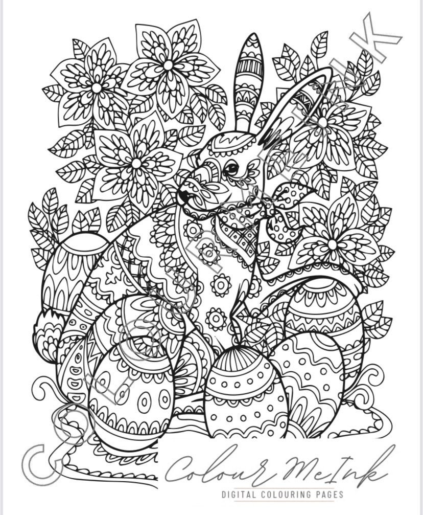 30 Easter Colouring Pages for Kids and Adults | Etsy