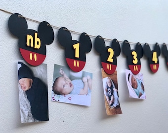 Mouse Milestone Photo Hanging Birthday Banner