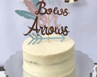 Bows or Arrows Boho gender reveal cake topper