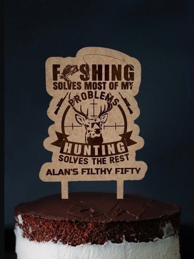 Fishing and Hunting Wooden Cake Topper -  Canada