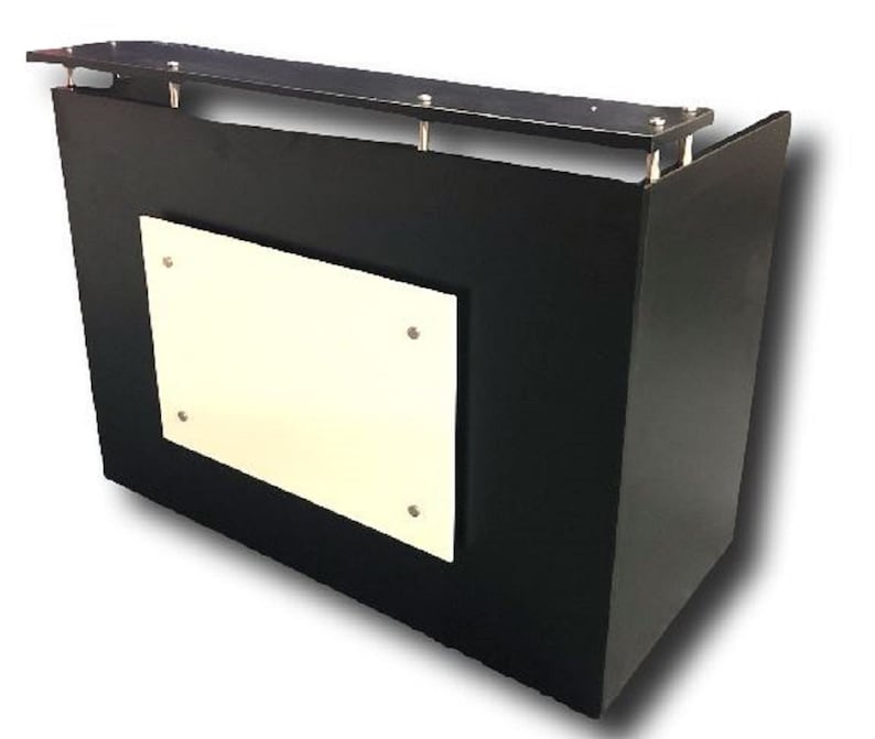 Dfs Designs Reception Desk Shell Which Fits A 15 Monitor 60 W By 30 D 44 H Or 48 24 Black And White Front