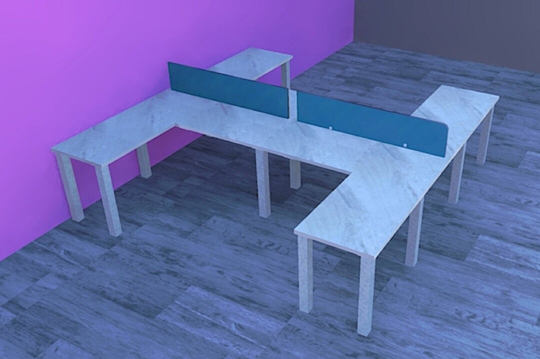 Modern L-shape Office Benching Cubicles With Glass Dividers - Etsy