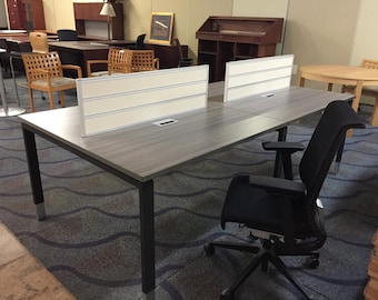 4 person benching desk unit with wire management