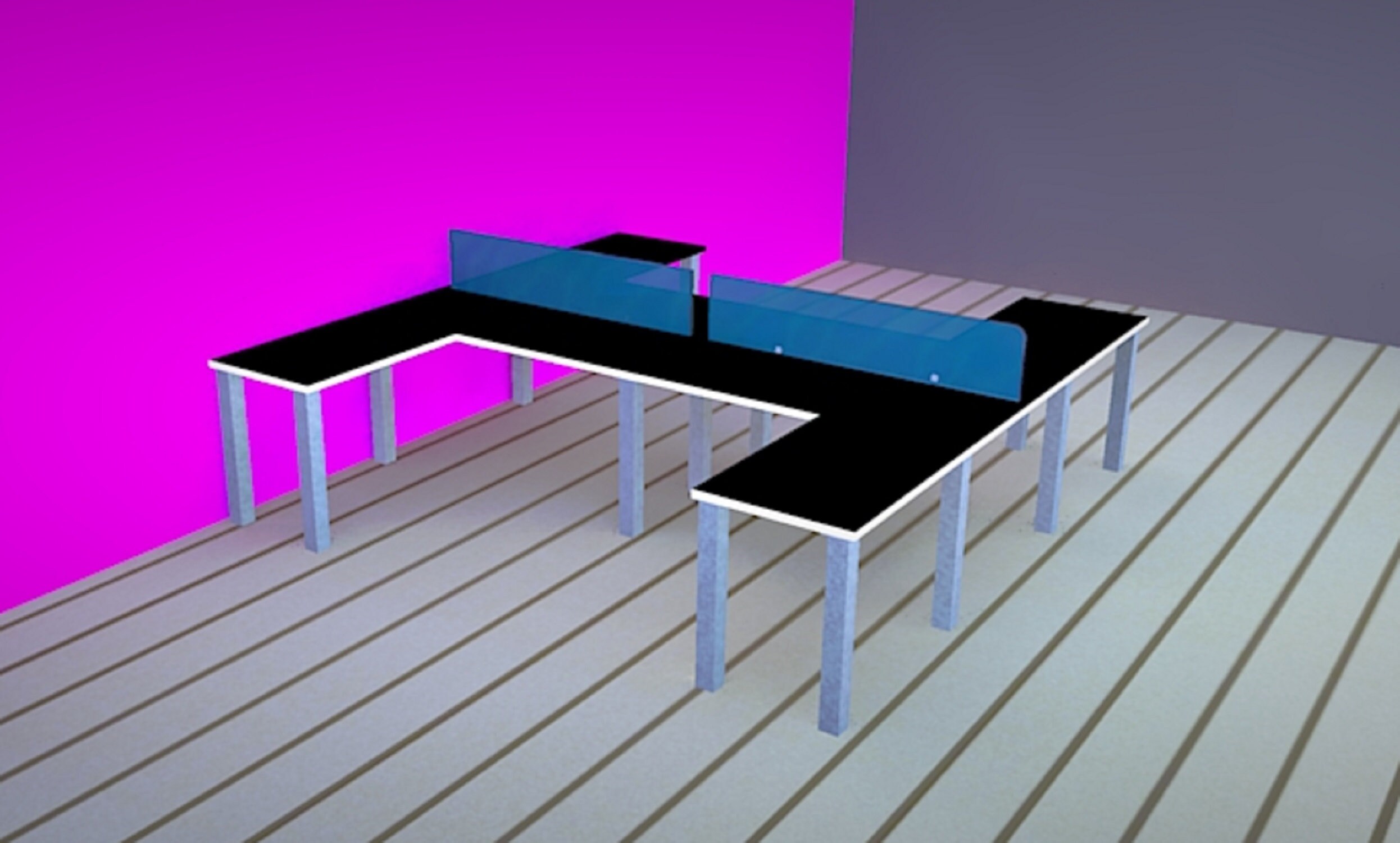Modern L-shape Office Benching Cubicles With Glass Dividers - Etsy