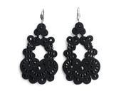 Black statement chandelier earrings