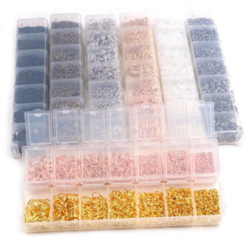 box of 1450 junction rings 3 to 10 mm 8 colors image 1