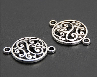 5 charms connectors in silver metal 20 x 15 mm