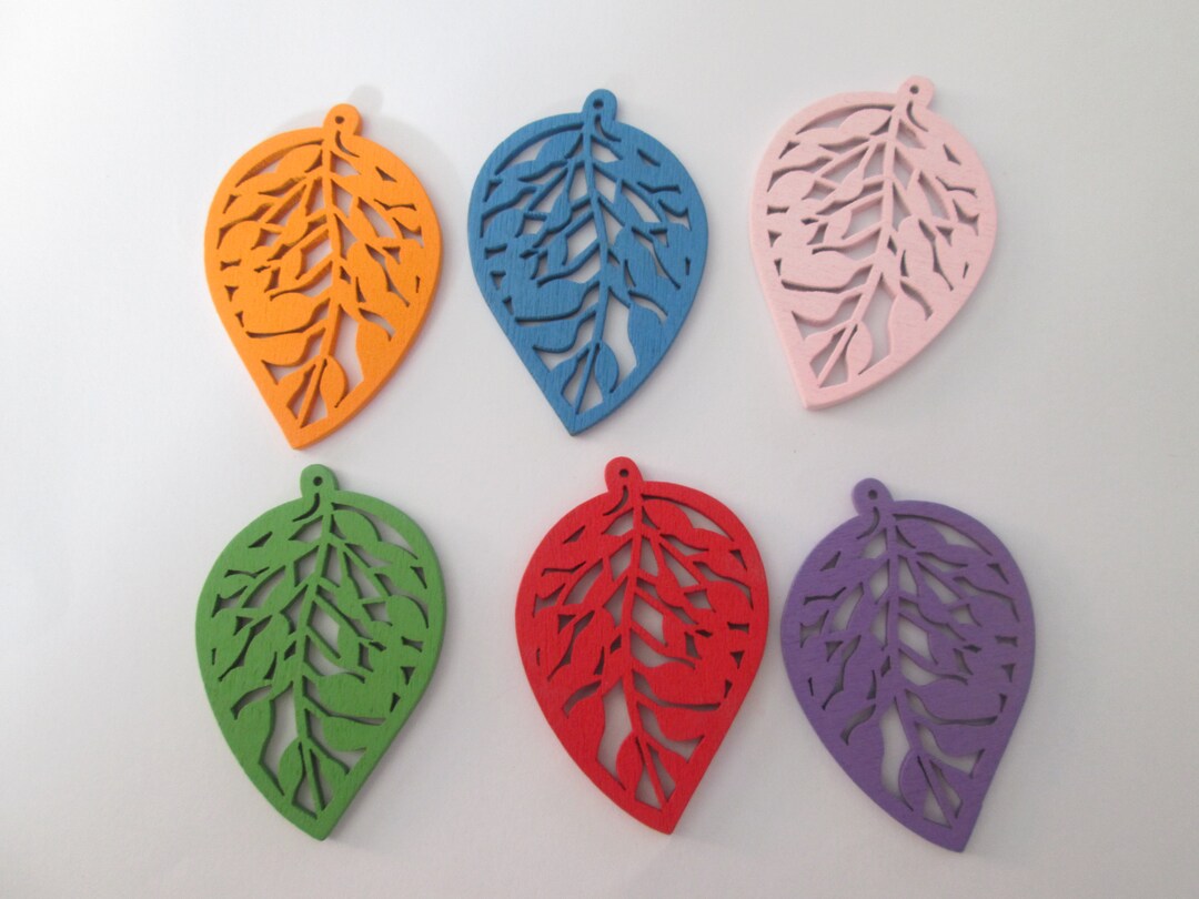 2 Openwork Leaf Prints Painted Wood 51 X 35 Mm 6 Colors - Etsy