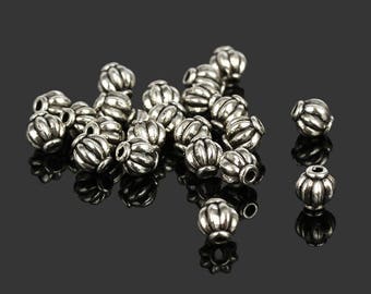 lot de 10 perles lanternes  6 mm métal argenté