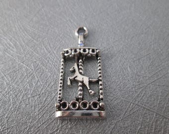 5 charms / silver metal horse-drawn pendant 32 x 18 mm