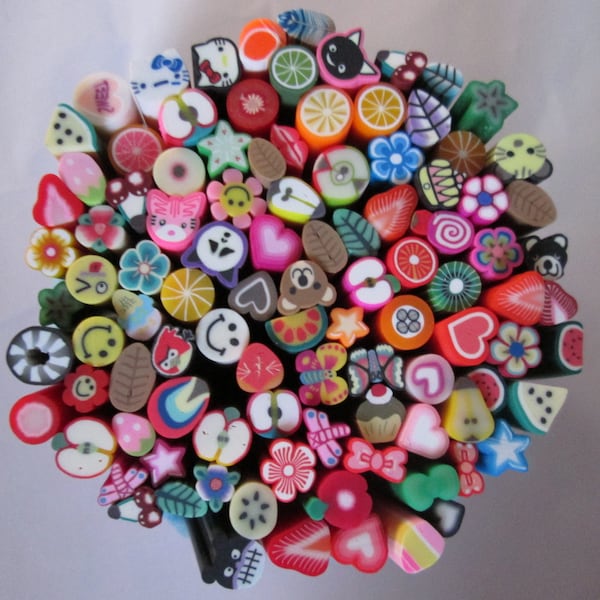 gros lot de  200 canes fimo motifs mixte à trancher #B