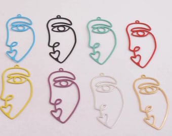 2 face prints - 37 x 15 mm - brass - 9 colors to choose from