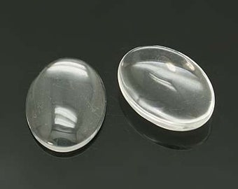 10 cabochons en verre transparent de 20 x 30 mm