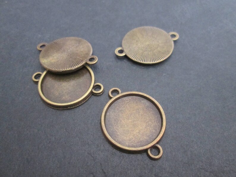 x5 Connecteurs rond bronze pour cabochon 30mm