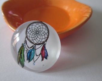 cabochon round glass 25 mm printed pattern catches dreams