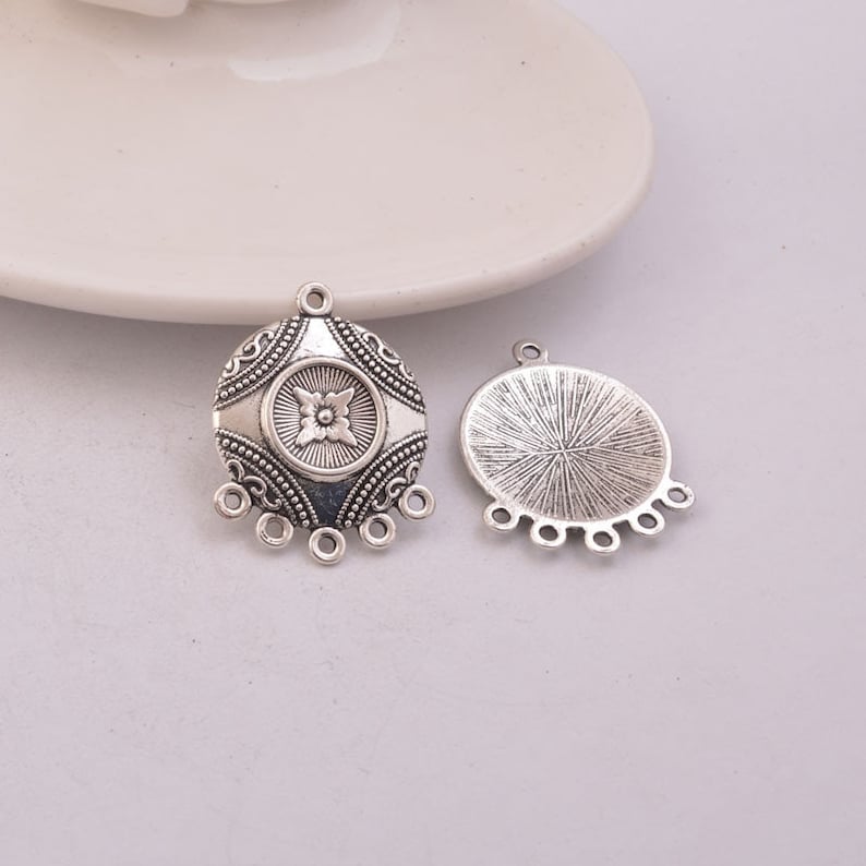 2 connectors / support silver metal earrings 31 x 24mm image 1