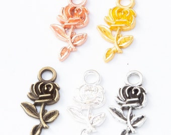 10 petites breloques roses -  22 x 10 mm - laiton - 6 coloris