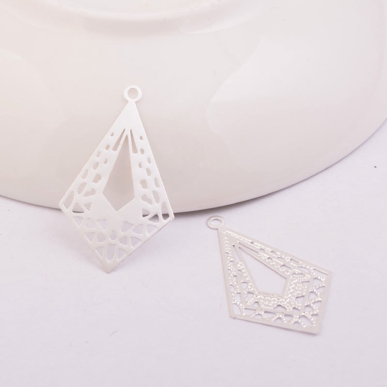 2 silber lackierte Metall-Metall-Drucke 32 x 19 mm | Etsy