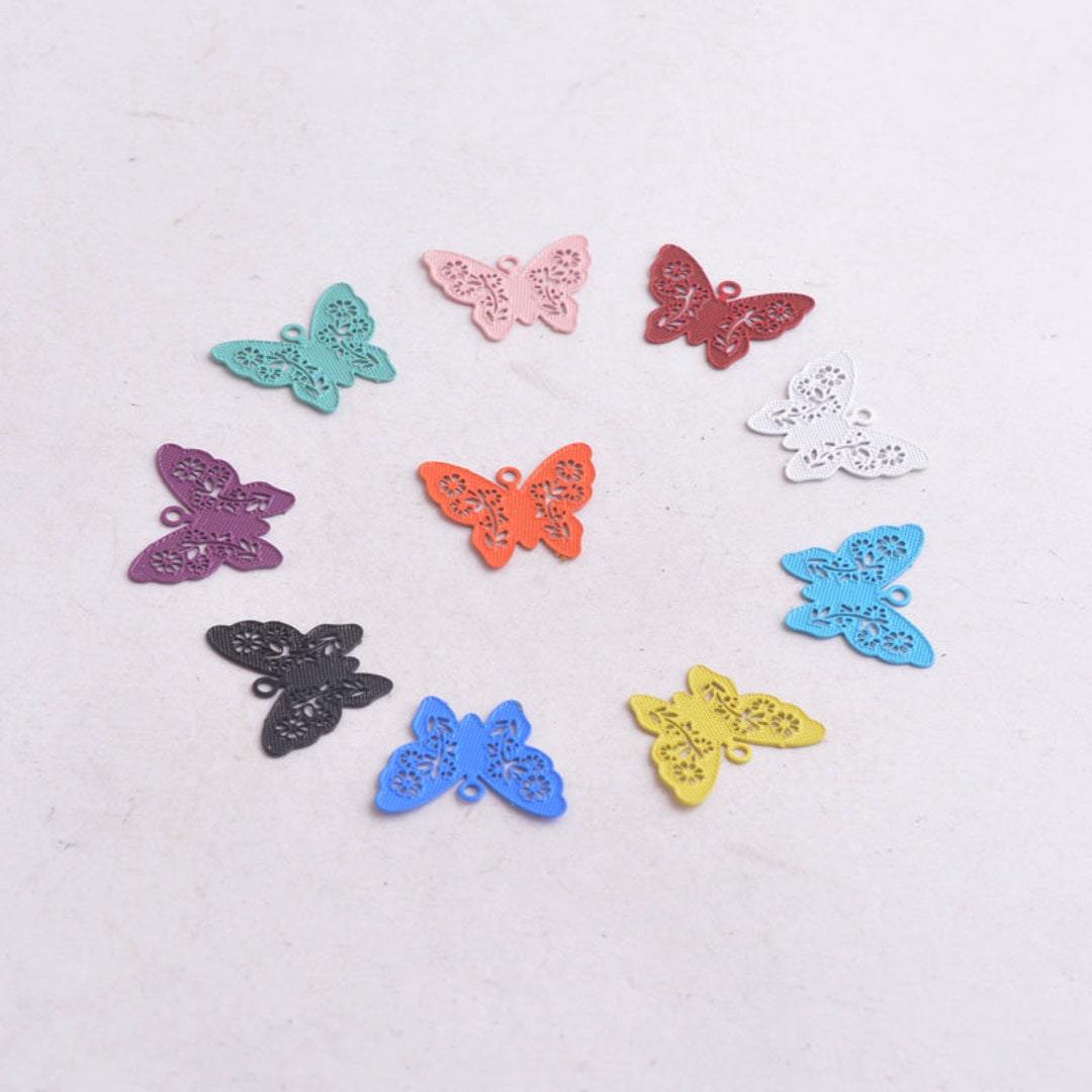 4 estampados de mariposas en filigrana 14 x 12 mm latón 11 colores a ...