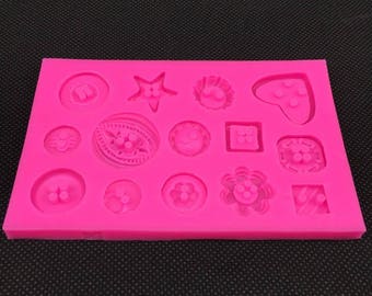 Moule silicone motif boutons pour décoration en pâte à sucre