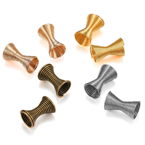 10 perles metal sablier   -  coupelles cônes spirales - perles entretoises -  4 couleurs au choix  -  12 x 7 mm