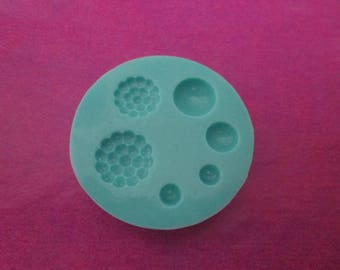 Moule silicone pour cabochon et fleurs pour fimo