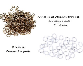 5 x 4 mm - Anneaux de jonction ouverts - 2 coloris