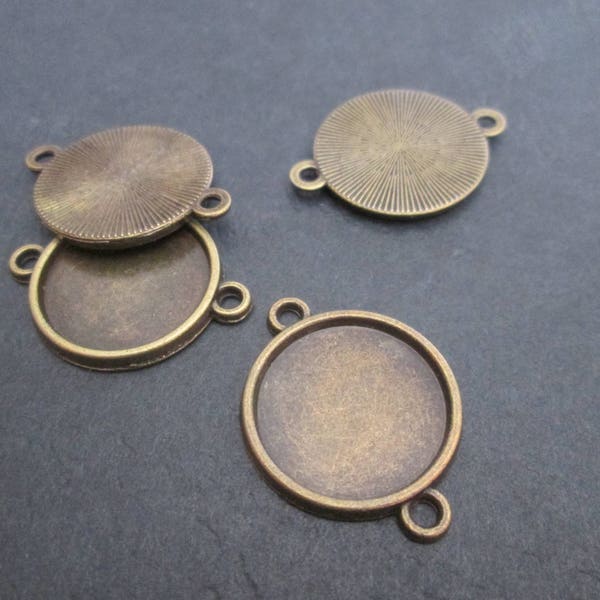 10 bronze round support connectors for 20mm cabochon