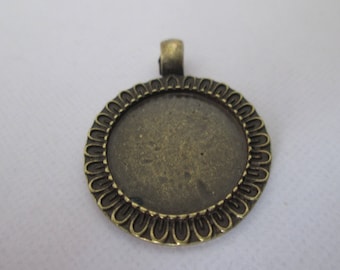 support pendentif cabochon  bronze pour cabochon de 20 mm