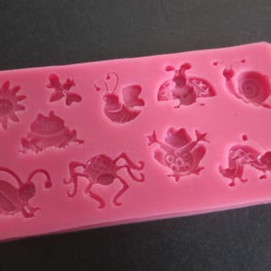 Moule silicone Insectes et animaux rigolos pour pâte à sucre ou d'amande zdjęcie 2