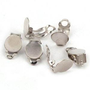 10 earring clips with 10 mm plate to stick on, colors of your choice argenté mat