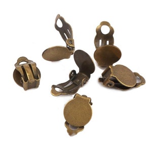 10 earring clips with 10 mm plate to stick on, colors of your choice bronze