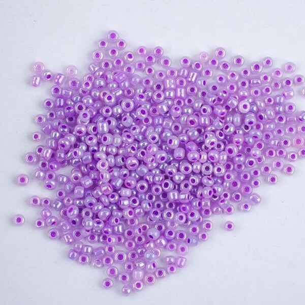 lot de 10 g de perles de rocailles 2 mm coloris mauve