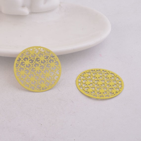 Green round filigree metal 30 mm 2 prints