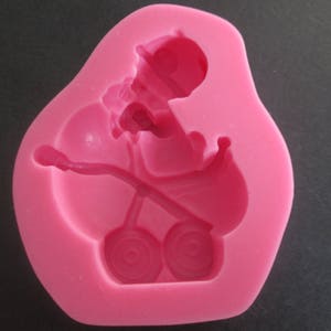 Baby silicone mold in stroller for sugar or almond paste image 1