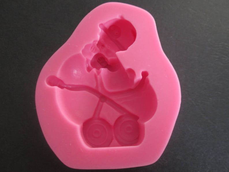 Baby silicone mold in stroller for sugar or almond paste image 1