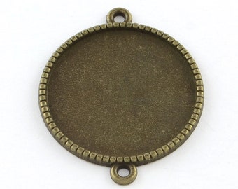 10 connectors, bronze round supports for 25mm cabochon