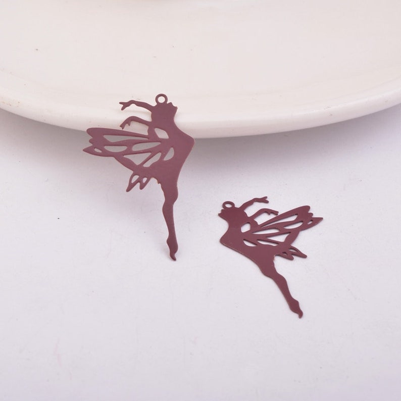 2 Purple Elf fairy prints Elf fairy charms metal 32 x 21 mm
