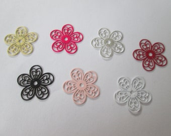 4 flower prints - in painted metal 19 mm - 7 colors