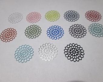 4 flower prints - 16 mm - brass - 13 colors