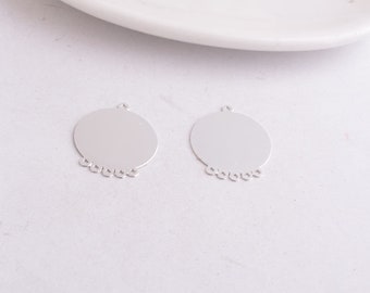 4 supports métal argenté - support pour boucles d'oreilles   20 x 25mm - pour cabochon de 20 mm