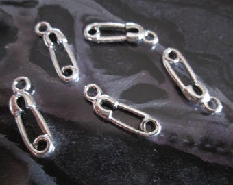 10 charms 19 x 6 mm silver nanny pins