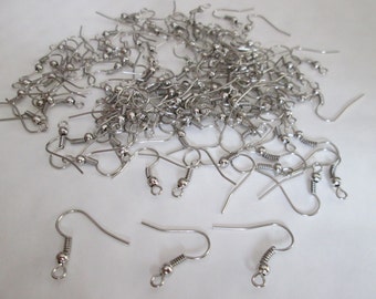 100 ganchos Pendientes plata mate 18 mm