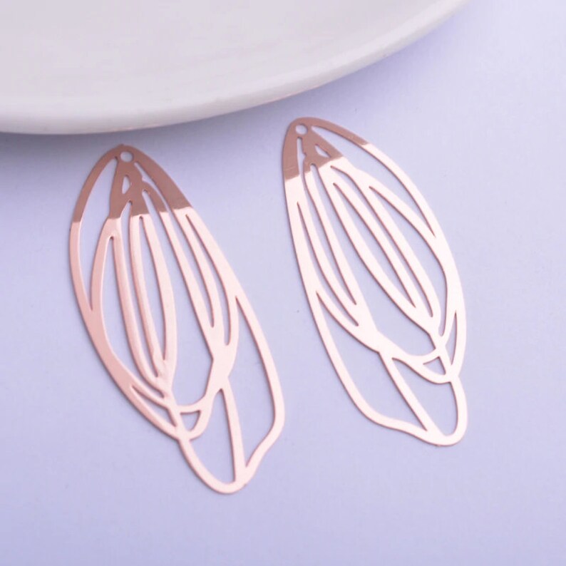 painted brass 50 x 20 mm 2 oval rose gold prints